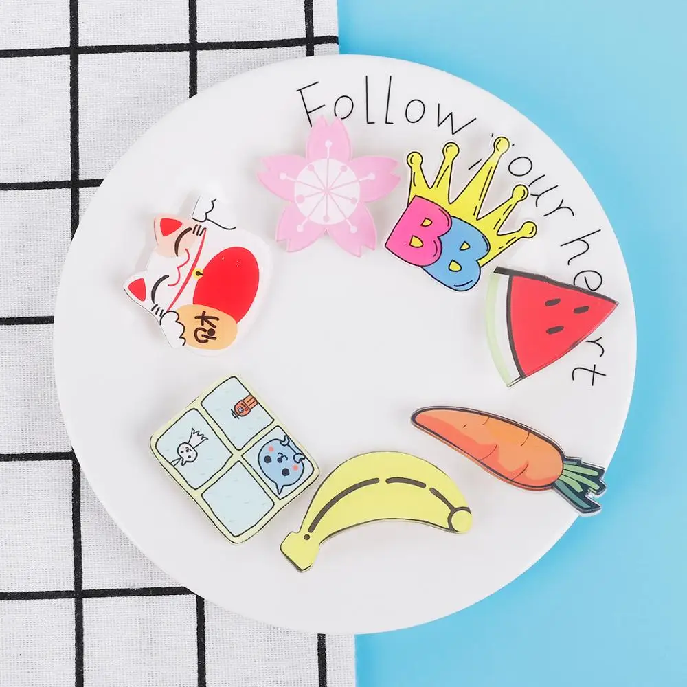 Мультяшный милый акриловый значок в виде клубники арбуза|badges for clothing|backpack badgebadge