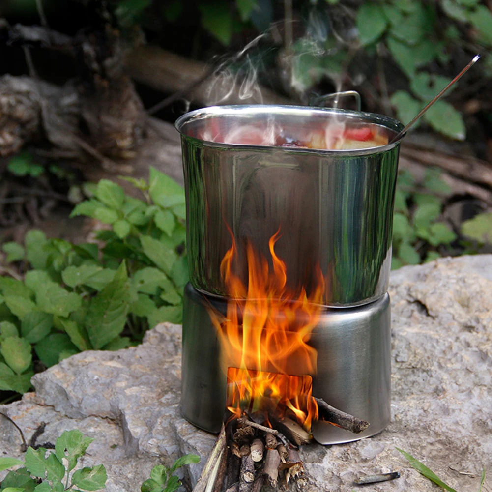 

Stainless Steel Binaural Canteen Cup Mini Camping Canteen Pot With Lid Portable Outdoor Camping Hiking Picnic Survival Equipment