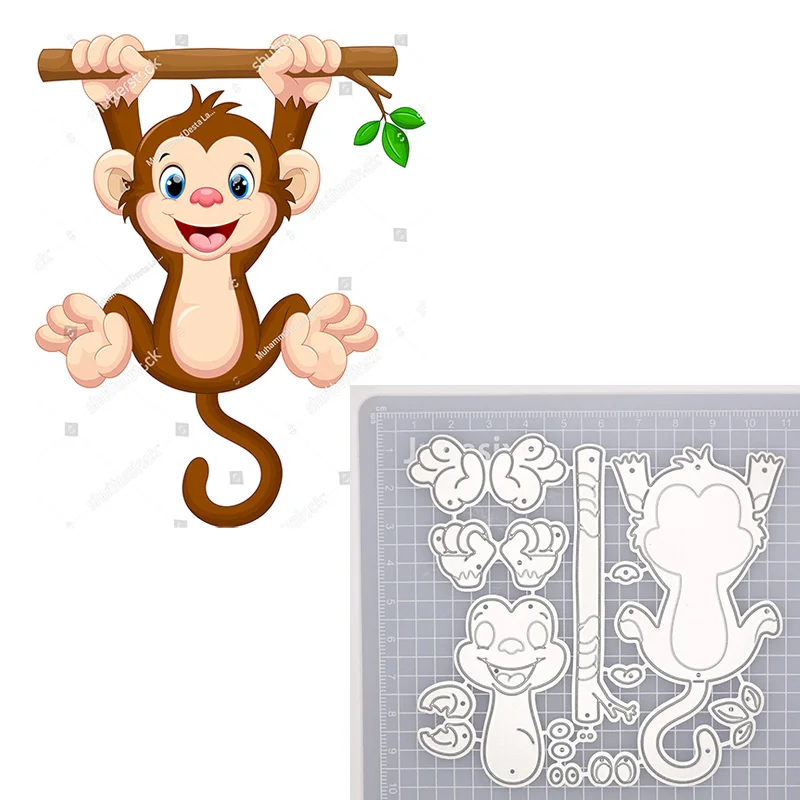 

2020 Lovely Monkey Hanging from a Branch Metal Cutting Dies Animals Stencil for DIY Scrapbooking Card Decorative