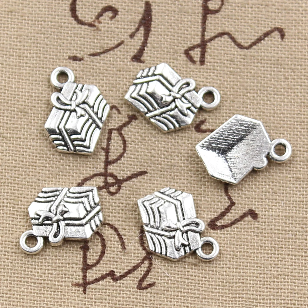 

30pcs Charms Gift Box Present 15x12mm Antique Silver Color Pendants DIY Necklace Crafts Making Findings Handmade Tibetan Jewelry