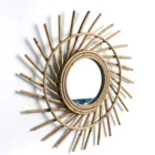 Круглое зеркало макраме из ротанга, настенное декоративное зеркало в стиле бохо для украшения дома, гостиной, спальни, детской комнаты, подарок