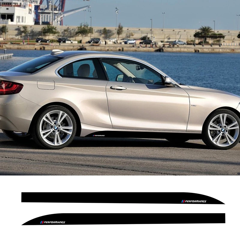 

For-BMW 2 serie F45 F221 Performance Sport Stripes Carbon Fiber Car Door Side Skirt Sticker Auto Modification Customized Decals