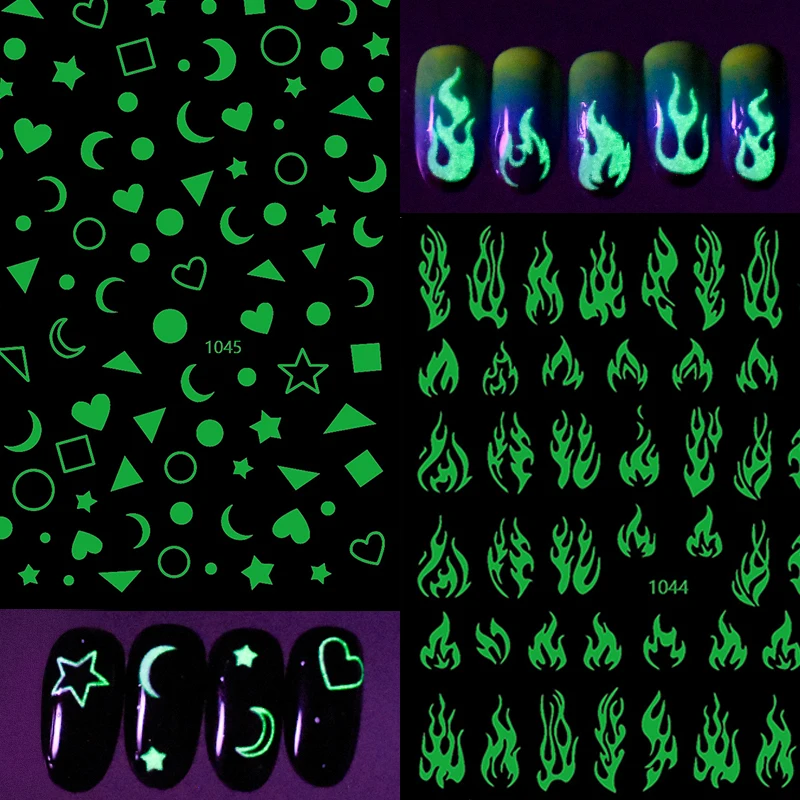 

Drop Shipping Stickers and Decals Night Glow Sticker for Nails Halloween Nail Art Decoation Luminous Christmas Nail Stickers