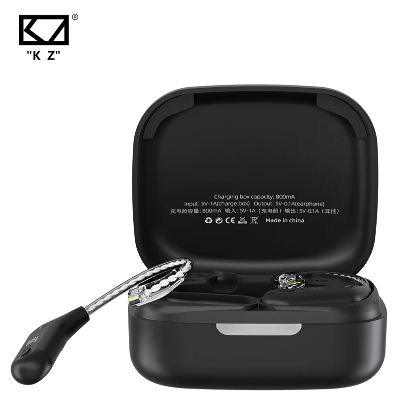 

KZ AZ09 Wired Earphones Upgrade Cable 5.2 Bluetooth Headphones HIFI Wireless Ear Hook With Charging Case For KZ C Pin Headset