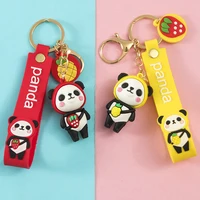 cartoon creative fruit panda keychain cute couple bag toy jewelry pendant key chain ring wholesale small gifts keychain charms