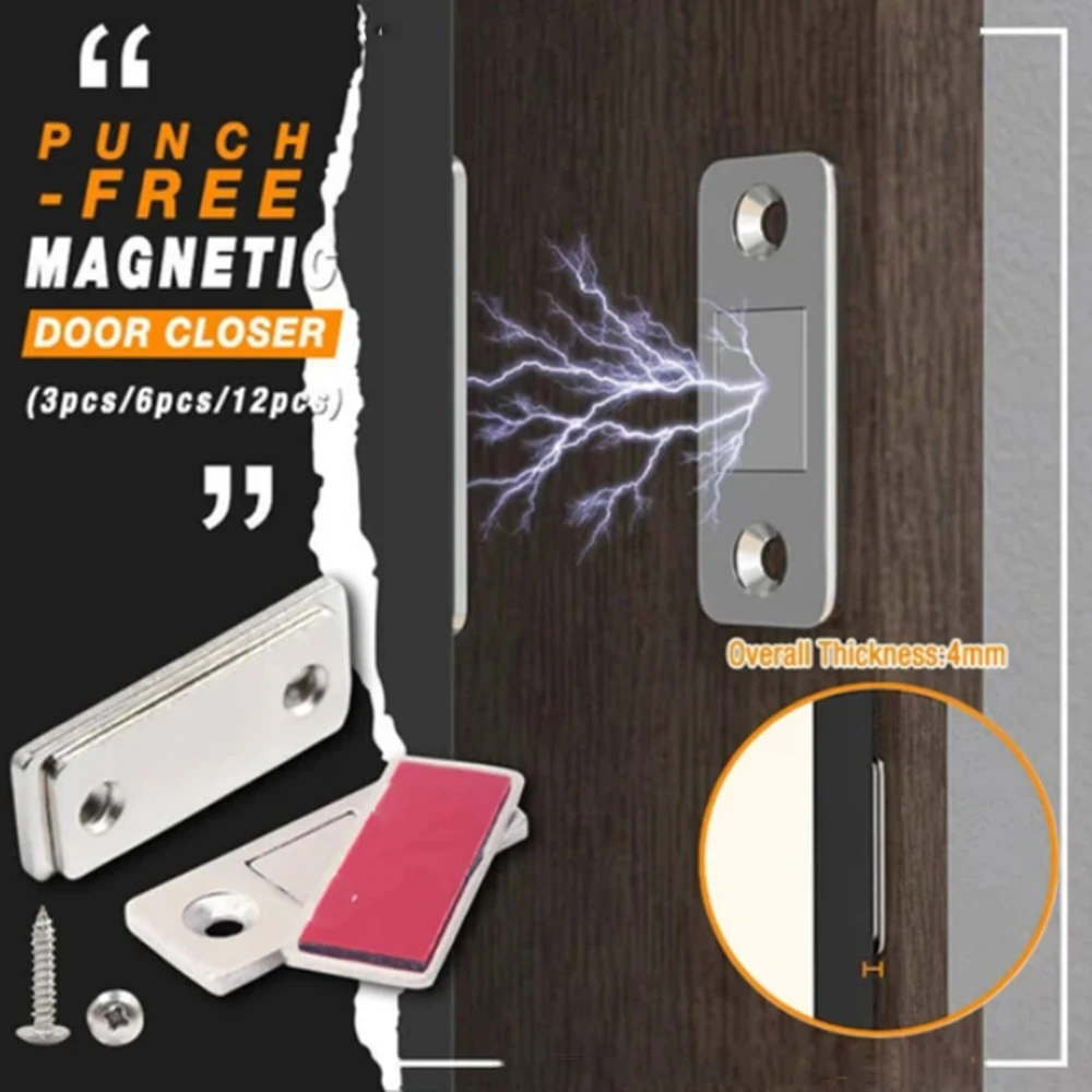 

Punch-free Magnetic Door Closer Cabinet Door Catches Furniture Doors Magnet Stop Cupboard Ultra Thin