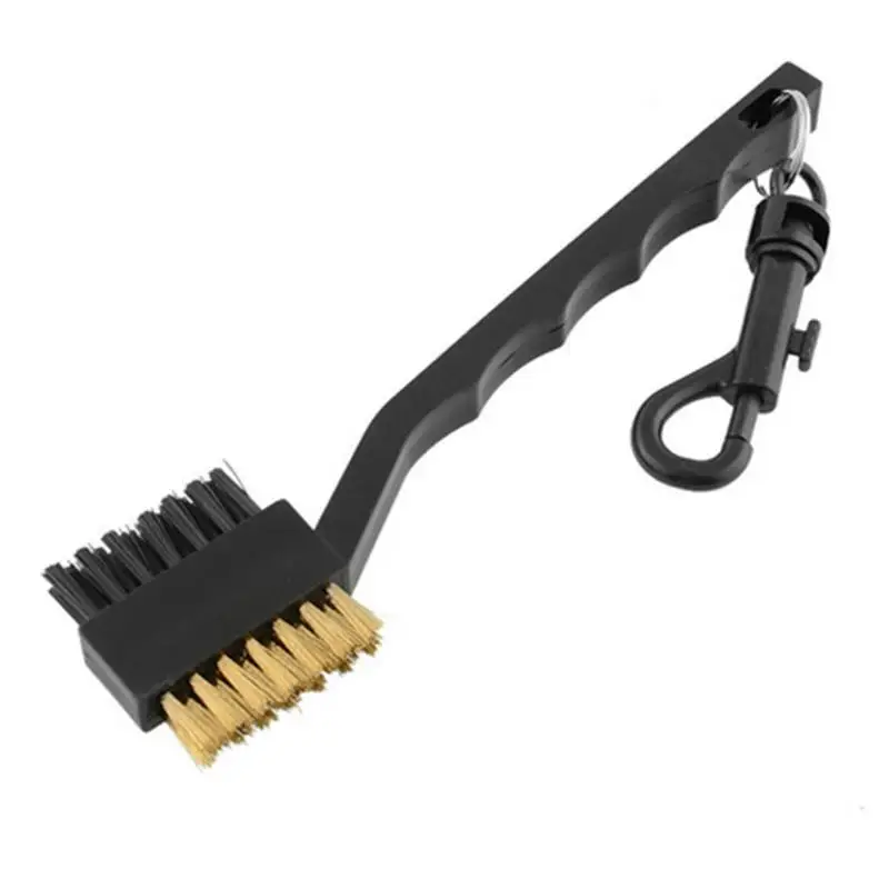 2 Sided New Black Golf Brush Shoe Cleaning Plastic Bristle Cleaner with Keyring Brass Wires Nylon Club Groove | Спорт и развлечения
