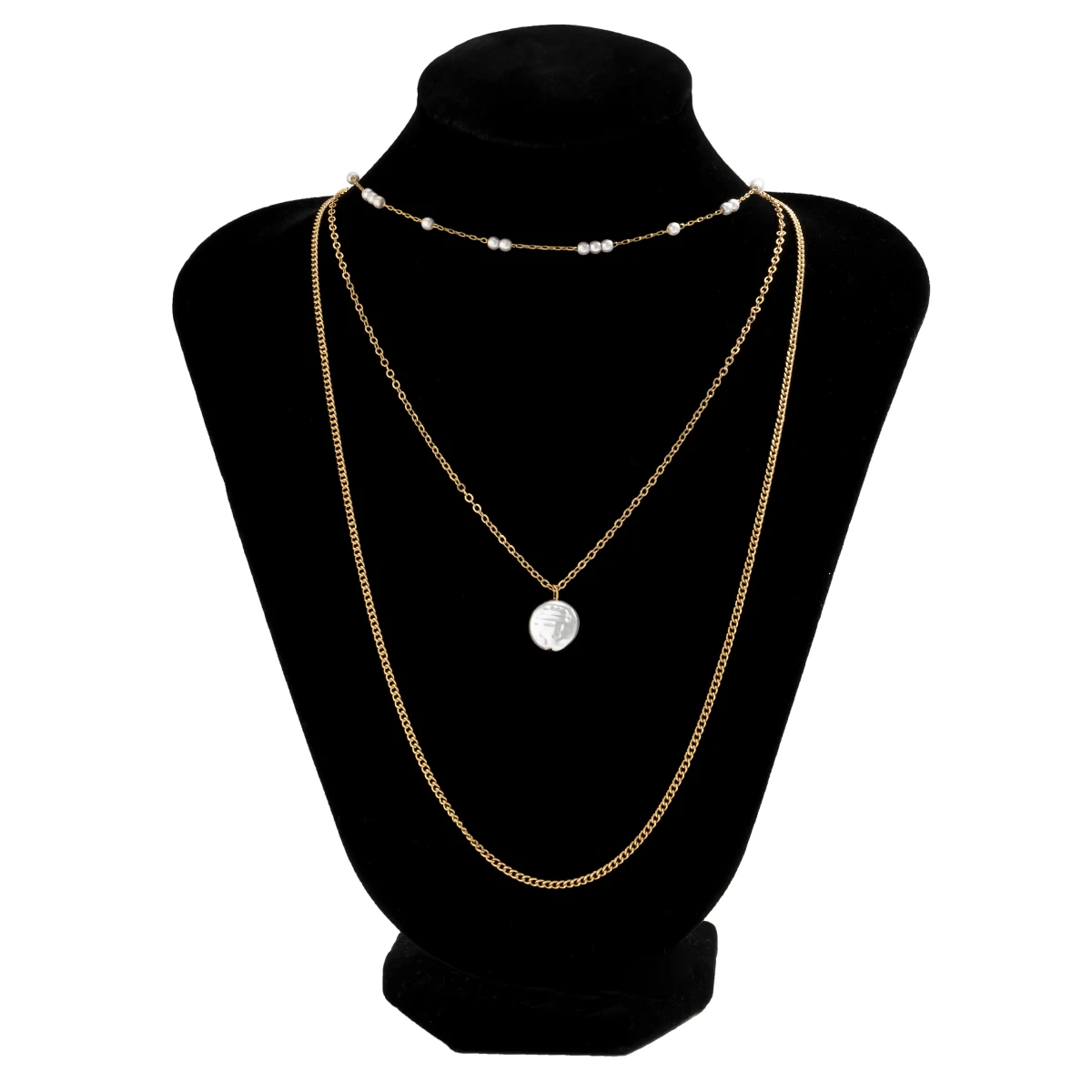 

PuRui Layered Chain With Pearl Pendants Necklace for Women Fasion Gold Color Pearl Choker Necklaces 2021 Trendy Jewelry for Neck