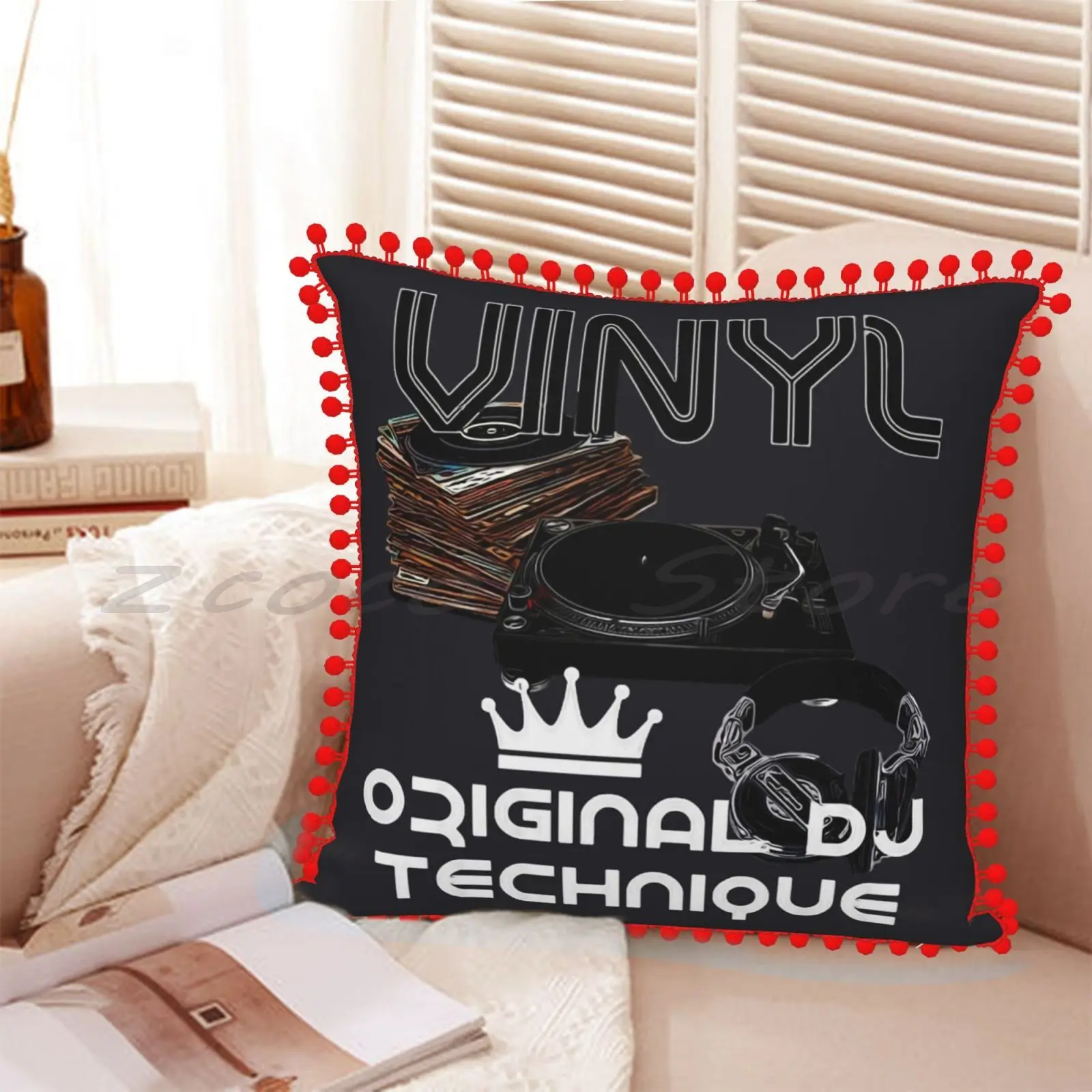Оригинальная виниловая наволочка Dj с текстильным дизайном надписью хлопковая