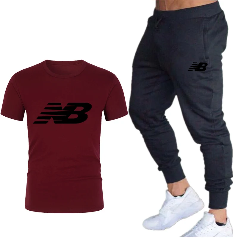 

2021 Summer Fashion Leisure NB Brand Men's Suit Sportswear Sportswear Men's Sportswear Short Sleeve T-shirt 2 Sets