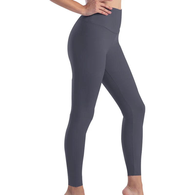 Однотонные леггинсы с высокой талией женские для бега тренировок занятий йогой