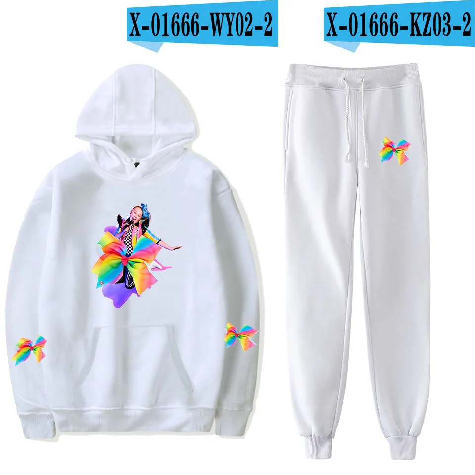 

2021New Hoodies Pants Fashion 2 Piece Set Jojo Siwa & Middot Long Sleeve Hooded Sweater 2pcs Women/men Tracksuit Sportswear Suit