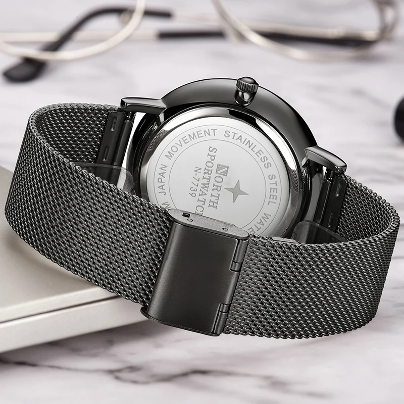 Часы NORTH Мужские кварцевые роскошные брендовые модные водонепроницаемые