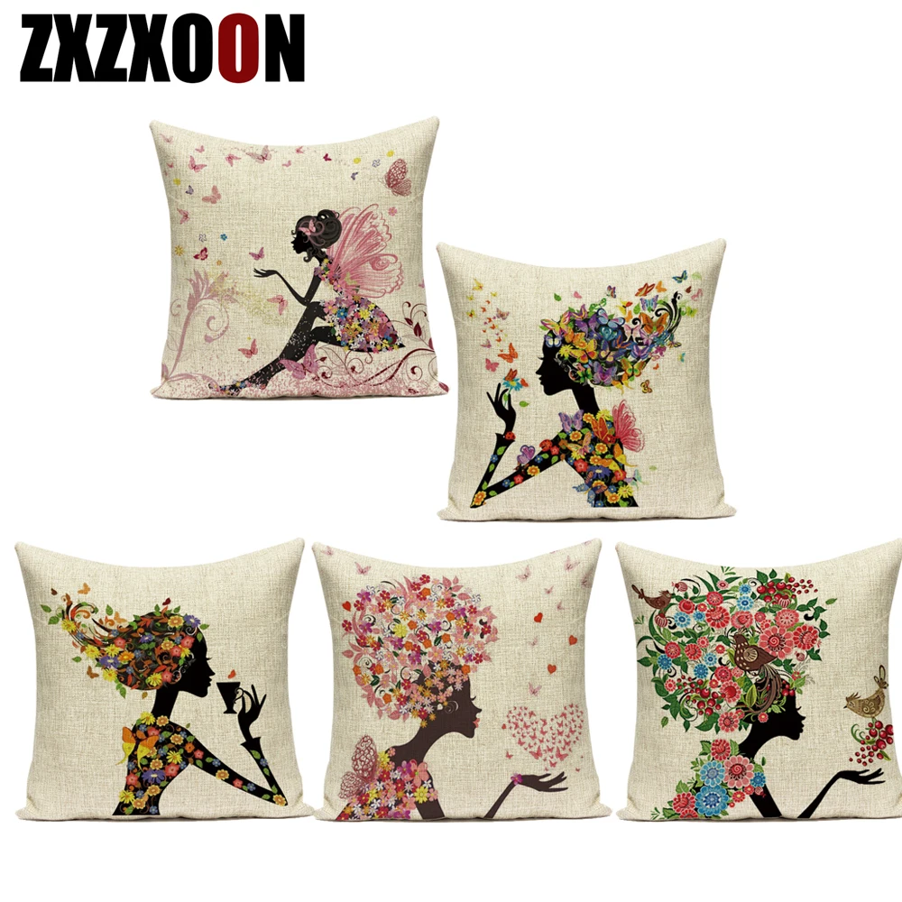 

Декоративные диванные подушки Чехол стильная футболка с изображением персонажей видеоигр прекрасный для девочек в цветочек полиэфирные п...