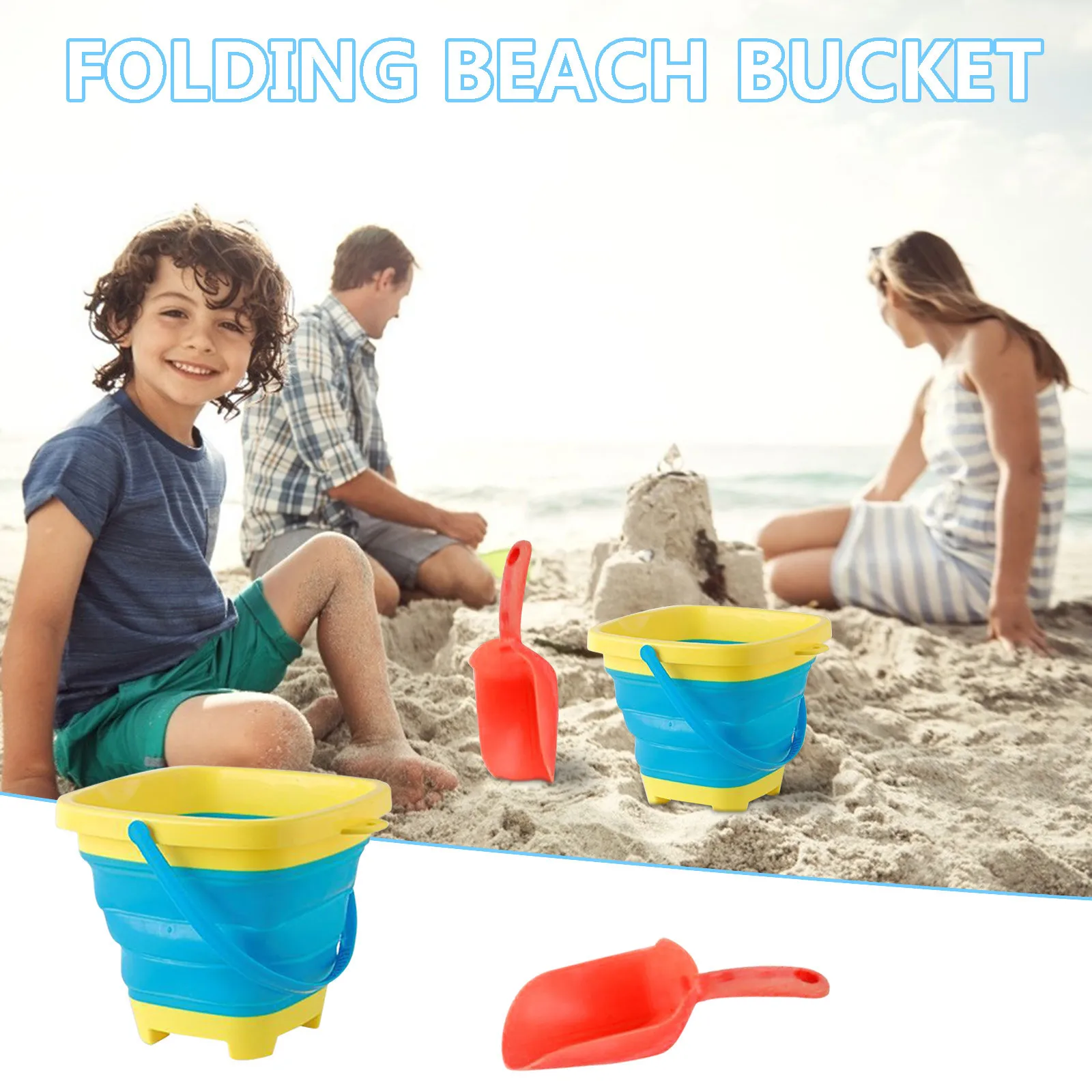 

New Summer Beach Soft Plastic Folding Bucket Beach Toys Portable Sand Toys Water Telescopic Bucket Sandbox Toy Boy Girl Sand Toy