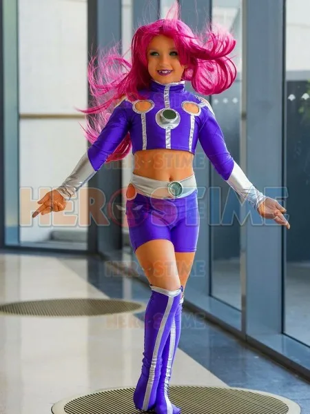 Starfire подростковые Титаны костюмы косплей супергероя дети взрослые Хэллоуин