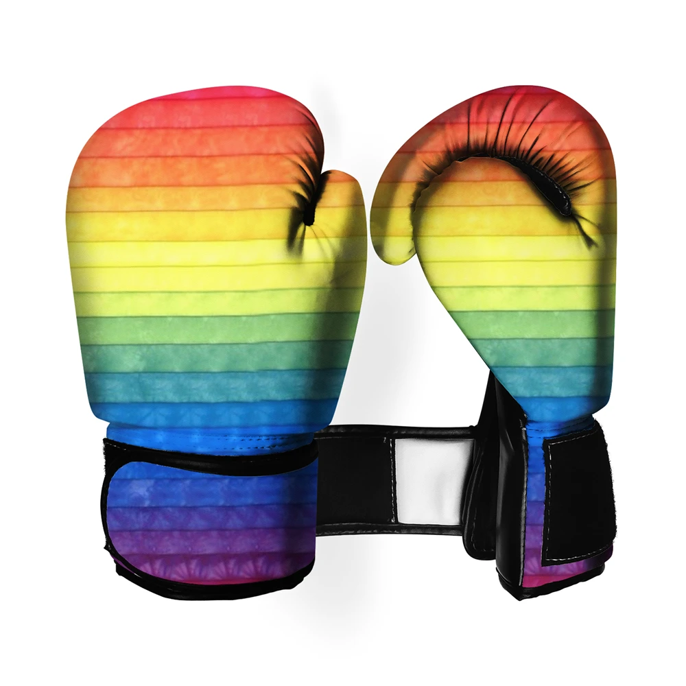 

Pu Leather Boxing Gloves For Sport Rainbow Color Design MMA Boxing Equipment Sparring Gloves Luvas Boxeo Punching Bag Mitts