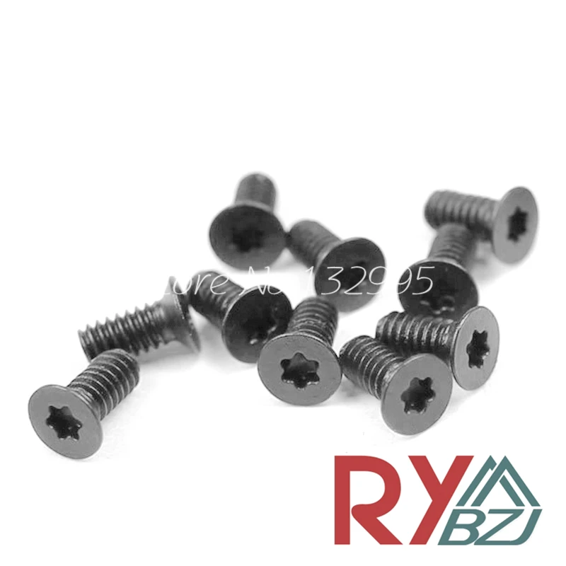 Углеродистая сталь плоская головка Torx Винт Черный Цвет M2 M2.5 M3 M4 потайная головка шесть лепестков винт