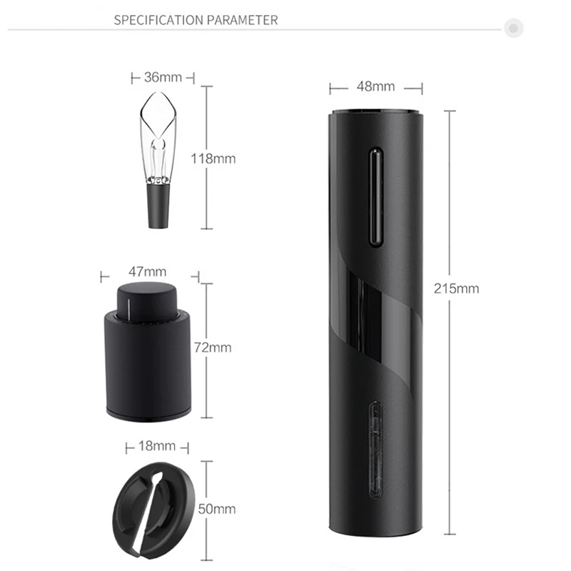 

4 Pcs Set Electric Wine Opener Creative Rechargeable Automatic Corkscrew Wine Bottle Opener with USB Charging Cable Kitchen Tool