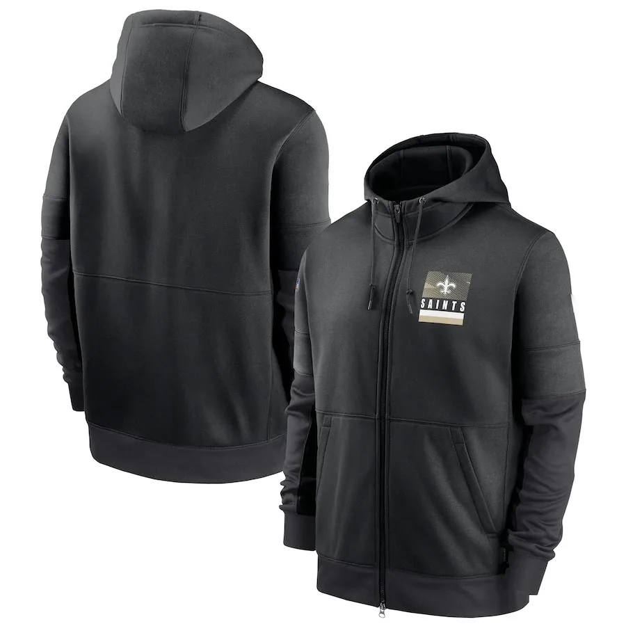

Men's New Orleans Black Sideline Impact Lockup Performance Saints Full-Zip Hoodie