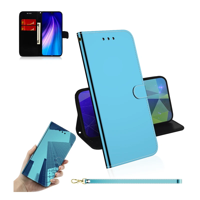 Кожаный зеркальный Чехол книжка для Xiaomi Redmi Note 8T 8 8A 7 7A Note7 K20 9T CC9E Note10 Магнитный