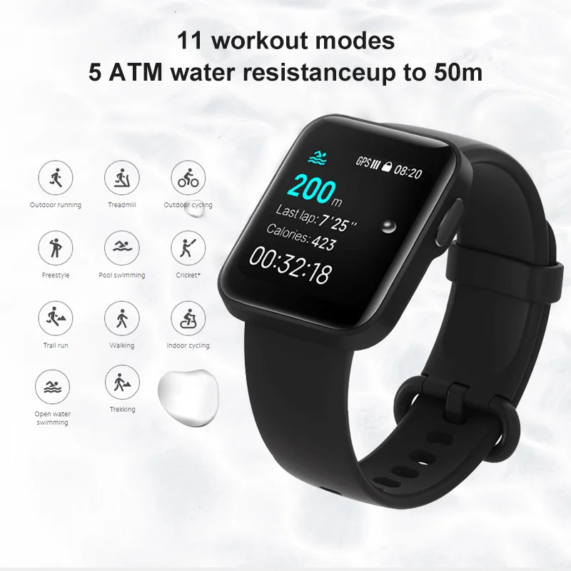 Подключенные часы Mi watch Lite Bluetooth 1 4 GPS монитор сердечного ритма