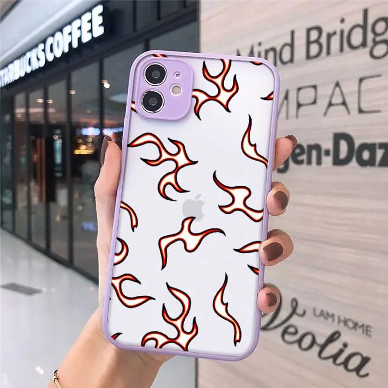 

Blue Flame Fire Phone Case Matte Transparent for iPhone 7 8 11 12 s mini pro X XS XR MAX Plus cover funda