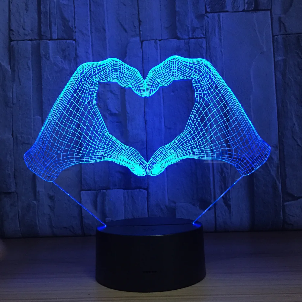 

Love Heart Hand Gesture 3D LED Night Light with 7 Colors Light for Home Decor Lamp Bluetooth speaker Lighting Kids Xmas Gift