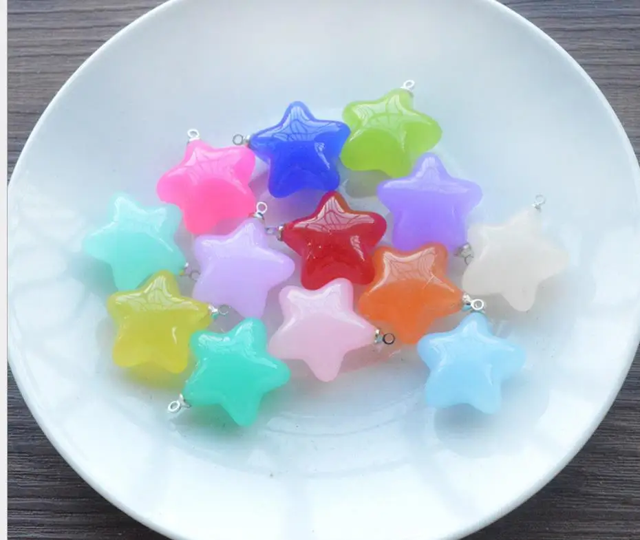 Kawaii звезды плоские пластмассовые ремесла Кабошон для скрапбукинга милые самодельного ожерелья с кулоном Серьги