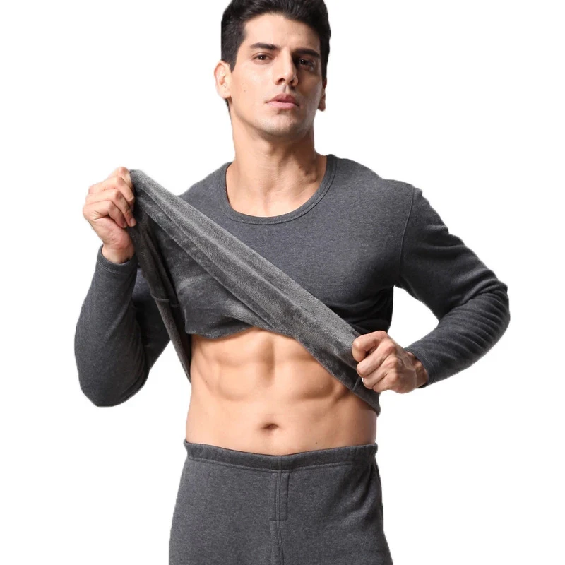

Men Thermal Underwear Set 2PS Winter Velvet Thick Warm Tops+Trousers Layered Clothing Male Long Hot-Dry Thermal Set