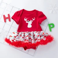 summer 0 24m baby girls cartoon short sleeve christmas festival triangle romper dress infant cute breathable comfortable clothes