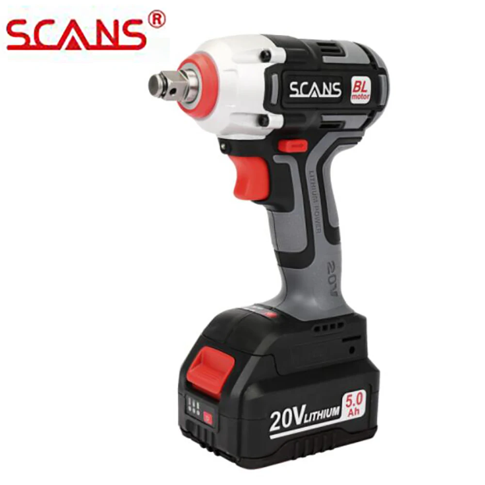 SCANS S4180 20V Cordless 1/2inch Impact Wrench  Socket Wrench Brushless 310NM Max Torque with 20v 5000mAh Battery Wrench-power