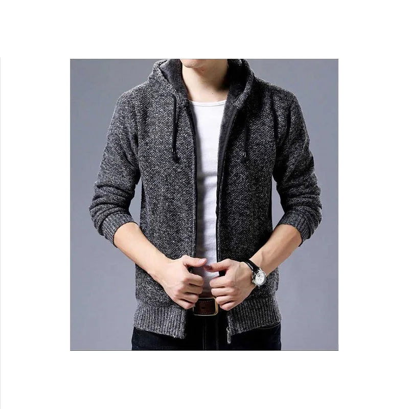 

New Autumn And Winter Fashion Young Men's Hooded Plus Fleece Padded Jacket Zipper Large Size Sports Men