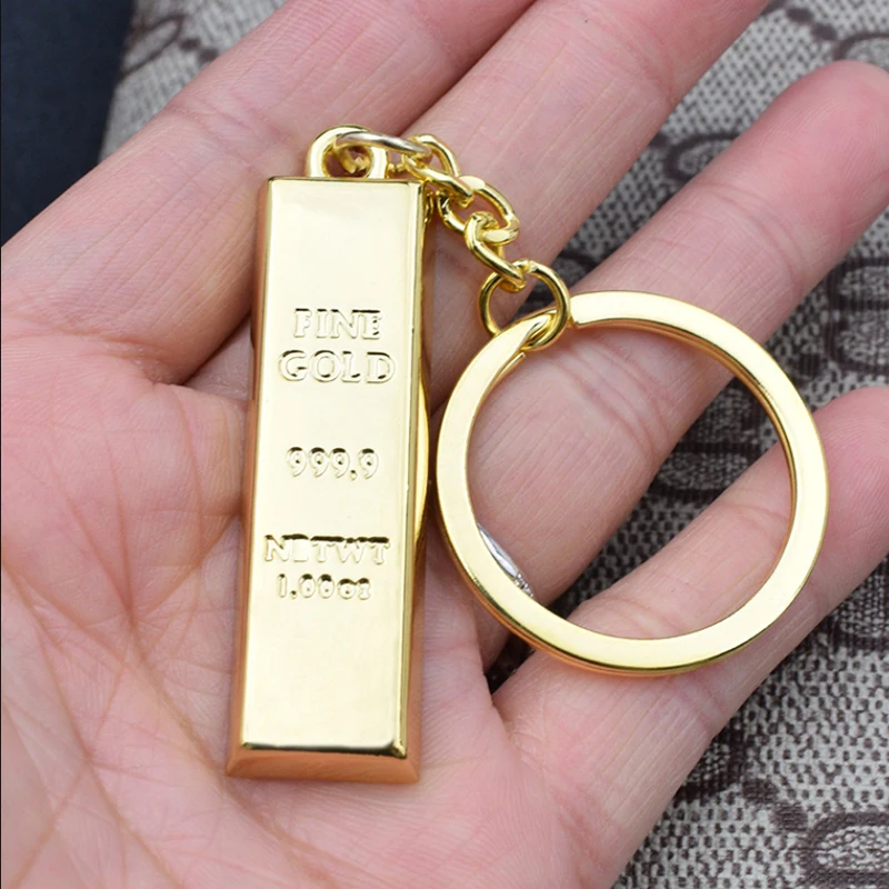 

Креативный брелок для ключей с золотым стержнем, брелок для автомобильных ключей, модные брелки для ключей из золотого сплава, шикарная Под...