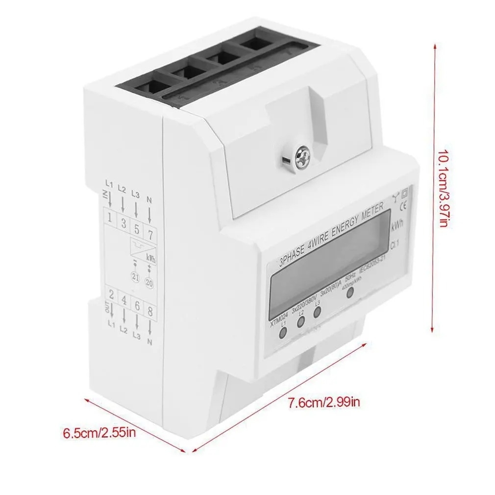 

Electronic Energy Meter Aneng-digital LCD 3x20 (80A) Three-phase Four-wire DIN-Rail KWh Electric Meter