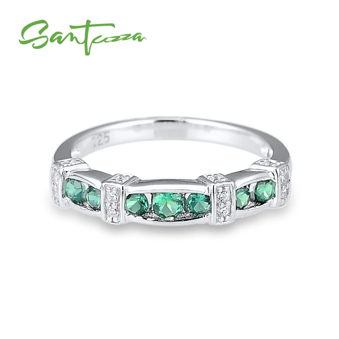 SANTUZZA серебряное кольцо для женщин, 925 пробы, серебряное модное круглое кольцо для женщин, кольцо с кубическим цирконием, вечерние ювелирные изделия