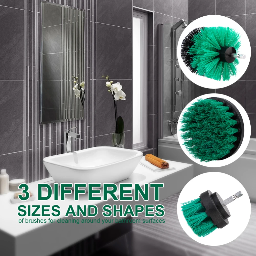 

3Pcs/Set Electric Drill Brush Kit Plastic Round Cleaning Brush For Carpet Glass Car Tires Nylon Brushes Power Scrubber Drill
