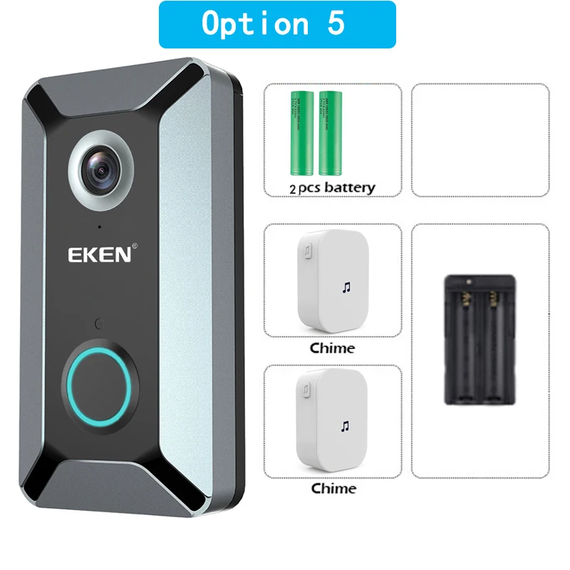 Eken V6 wifi умная Беспроводная 720P Водонепроницаемая видеокамера на дверной звонок Облачное хранилище дома безопасности домофонный дверной звонок серый - Цвет: Option 5