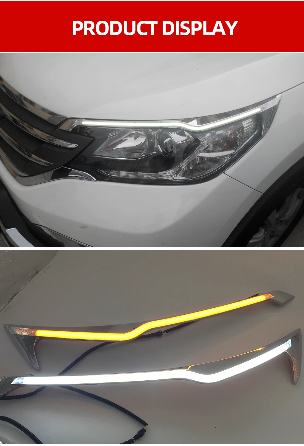 CSCSNL 2 шт. для Honda CRV 2012 2013 Автомобильный головной светильник светодиодный для бровей дневной ходовой светильник DRL с желтым поворотным сигналом светильник