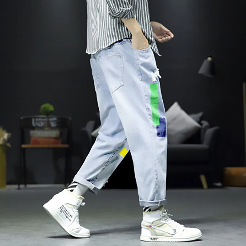 

New Midweight Spring Autumn Jeans Pants Loose N56 Casual Coated Denim Quality Trousers