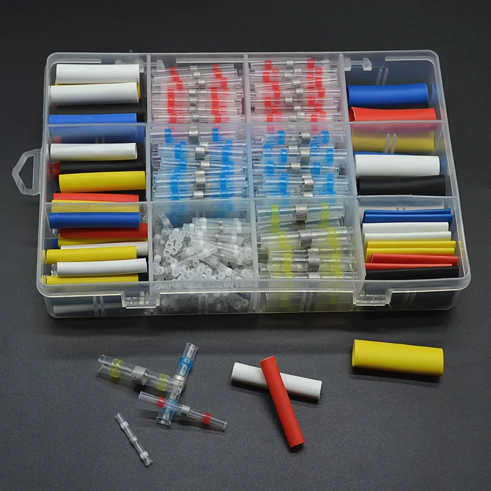 

Wire Terminal Connector Kit Solder Seal Heat Shrink Tubing with Adhesive Glue Waterproof Butt Automotive Insulated Terminals