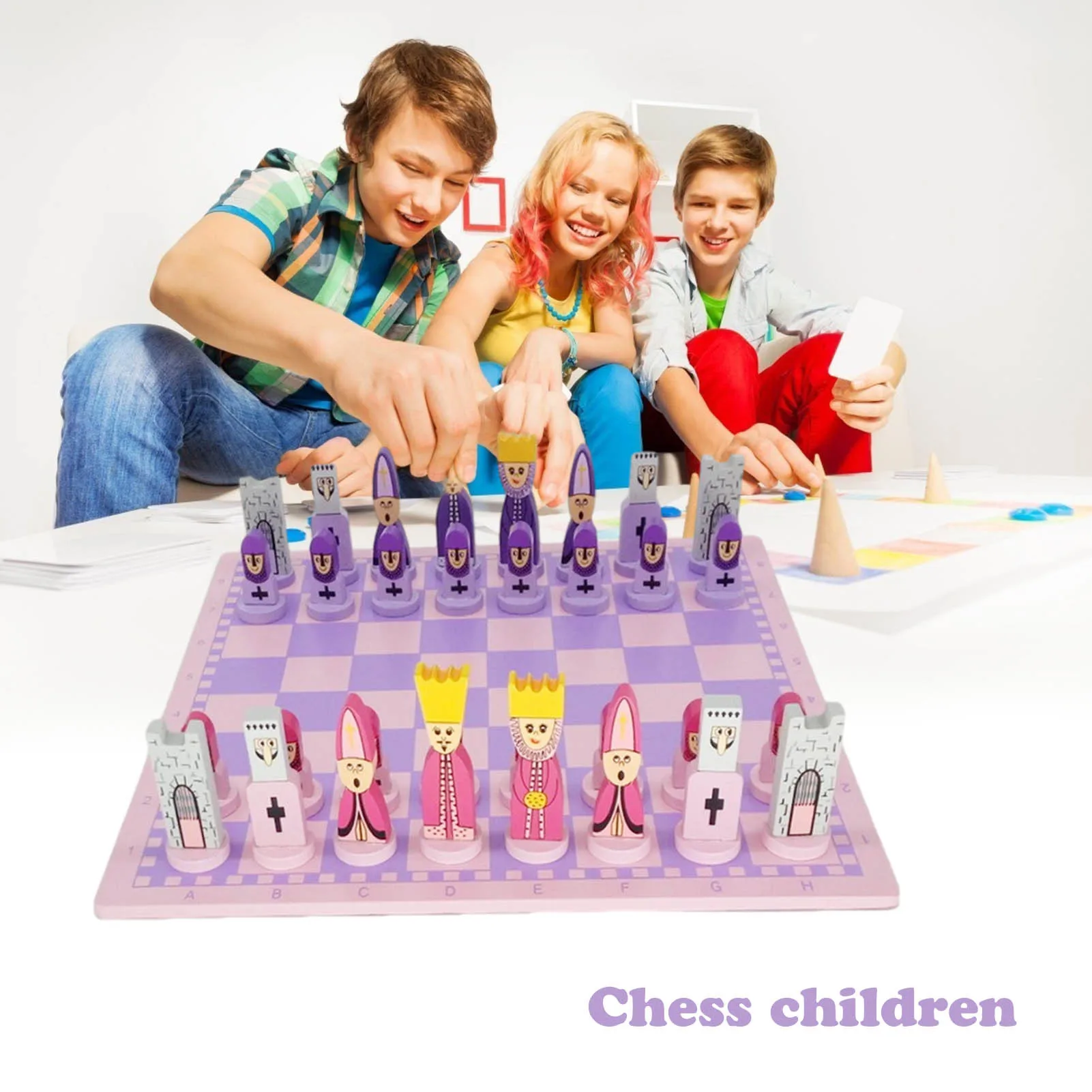 

Kids Wooden International Chess Set Board Games Checkers Puzzle Game Chess Board And Crafted Chess Toy Kids Birthday Puzzle Gift