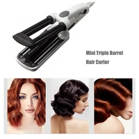mini triple barrel hair curler professional ceramic crimper hair curling iron salon wave roller hair styling tools curling wand