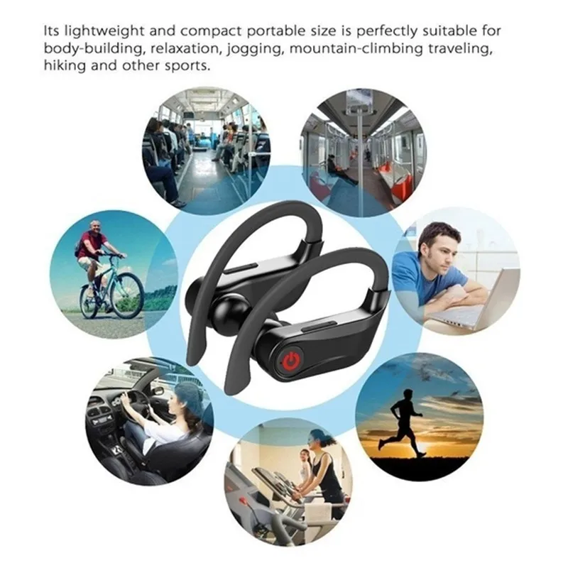 Q62 power HQB беспроводные V5.0 bluetooth наушники стерео гарнитура с ушным крючком спортивная Гарнитура с светодиодный цифровой дисплей зарядная коробка