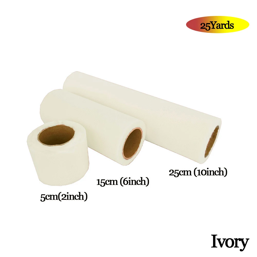 IVORY Фатиновая юбка-пачка из органзы в рулоне 5 см, 15 см, 25 см, розовый, синий цвет, Тюлевая юбка-пачка из органзы, вечерние украшения для девочек 25 лет - Цвет: IVORY