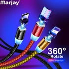 Магнитный зарядный кабель Micro USB Marjay, магнитная зарядка, зарядное устройство для iPhone, Samsung, Android, быстрая зарядка, магнит, USB Type-C кабель, шнур, провод