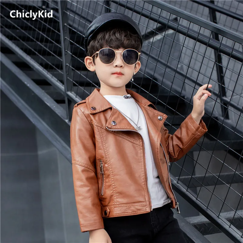 

Boy PU Coat Kids Autumn Winter Thick Fashion Leather Motorcycle Jacket Child Spring Zipper Thermal Outerwear Toddler Clothes