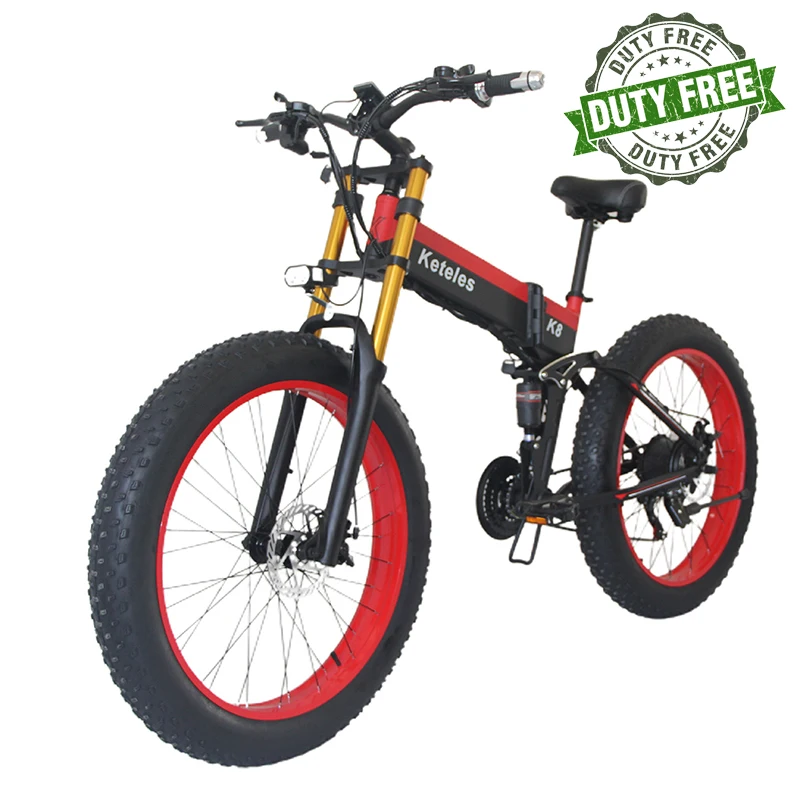 

Складной электрический велосипед Keteles K8 PLUS для взрослых, красный, колеса 26 дюймов, 1000 Вт, 48 В, 15 Ач, горный фэтбайк, дорожный электровелосипед ...