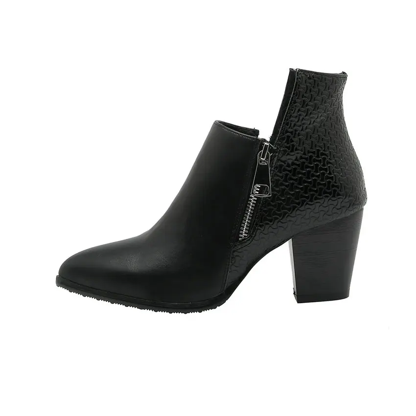 ESVEVA 2020 женская обувь зимние ботильоны на высоком устойчивом каблуке из