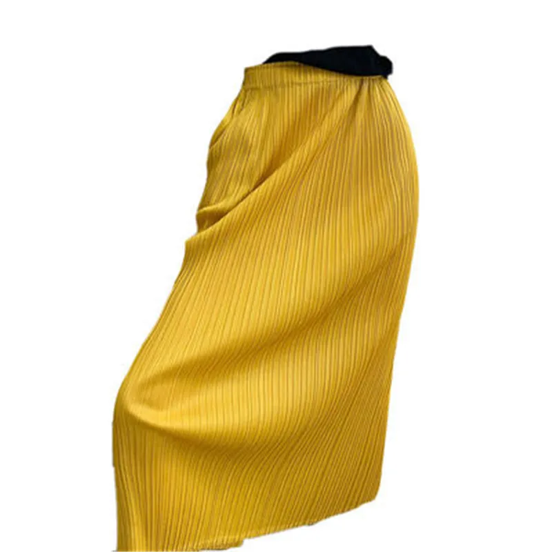 

Spring New Houndstooth Printed Irregular Skirt Female Summer 2021 Fashion High Waist and Thin Split Miyake Pleated Skirt women